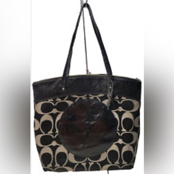 COACH LAURA NORTH SOUTH SIGNATURE TOTE BAG F18336 - Picture 2 of 9